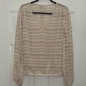 Entro Cream Striped Women's Blouse